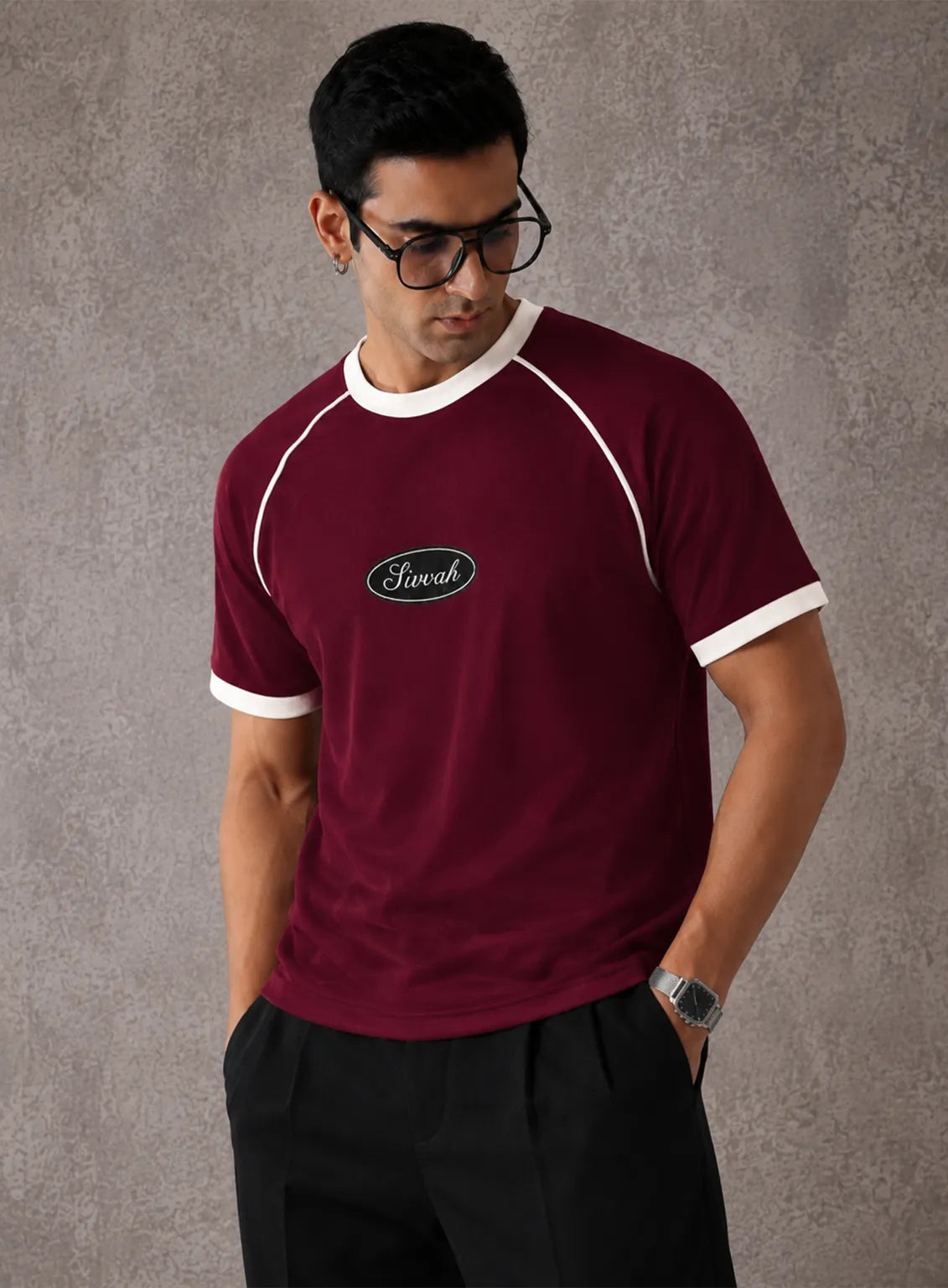 Ringer T-Shirt – Maroon & Liner White