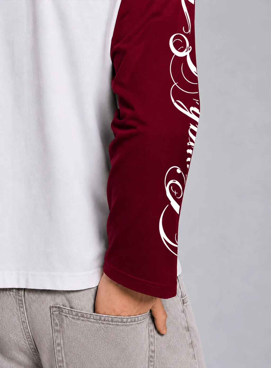 Graphic Raglan Long Sleeve Tshirt - Maroon