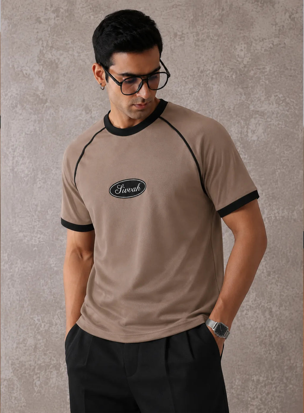 Raglan Ringer T-Shirt – Sand & Liner Black