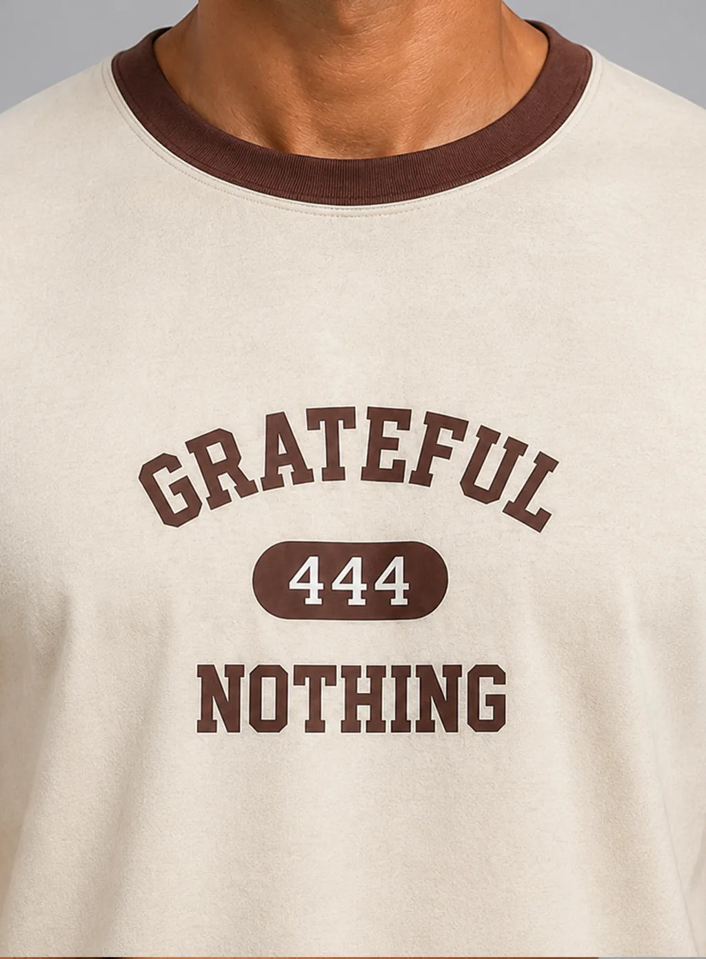Ringer T-Shirt – off-white & Brown (Grateful 444)