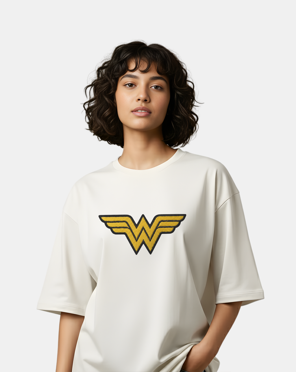 Wonder Women – Stitch-Style White Graphic Tee