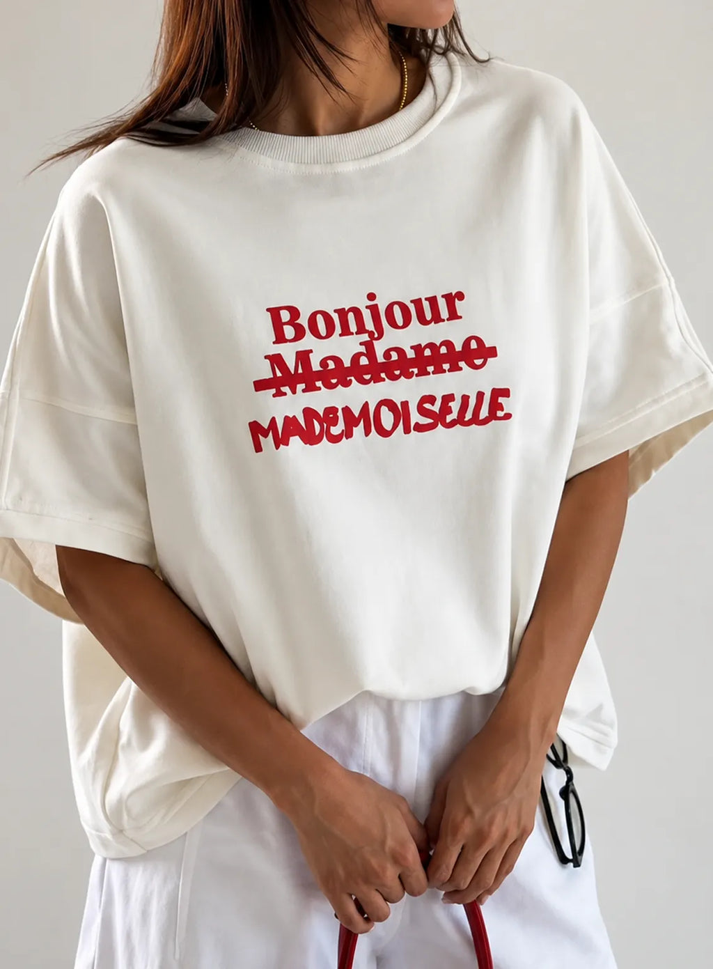 Bonjour Oversized Tee – Off-white