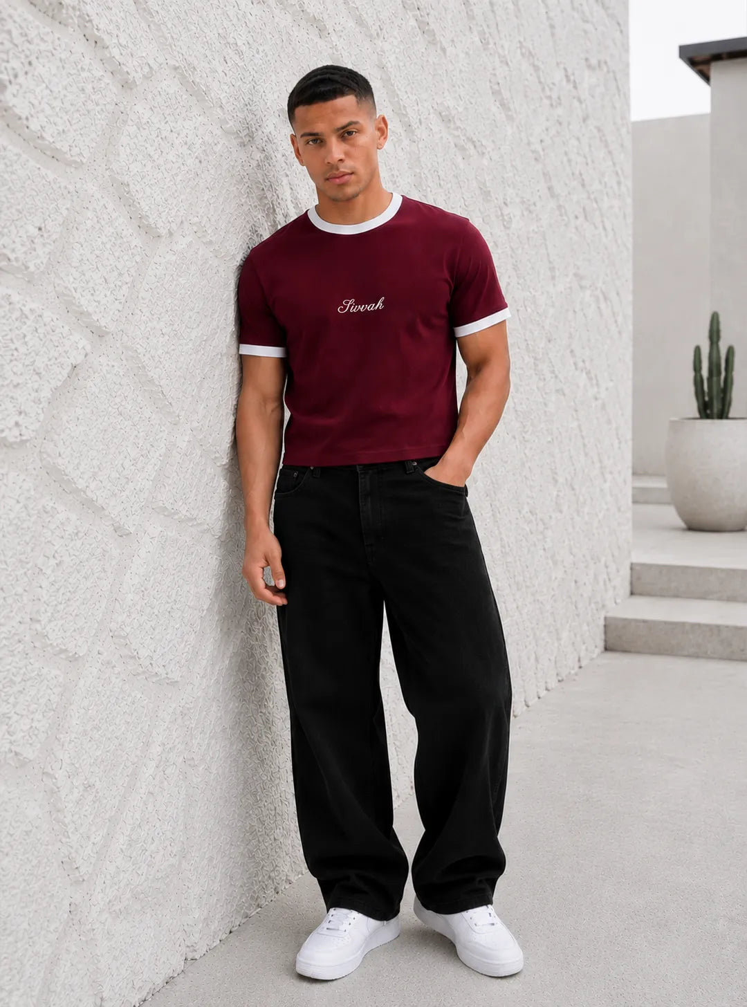 Ringer T-Shirt – Maroon & White