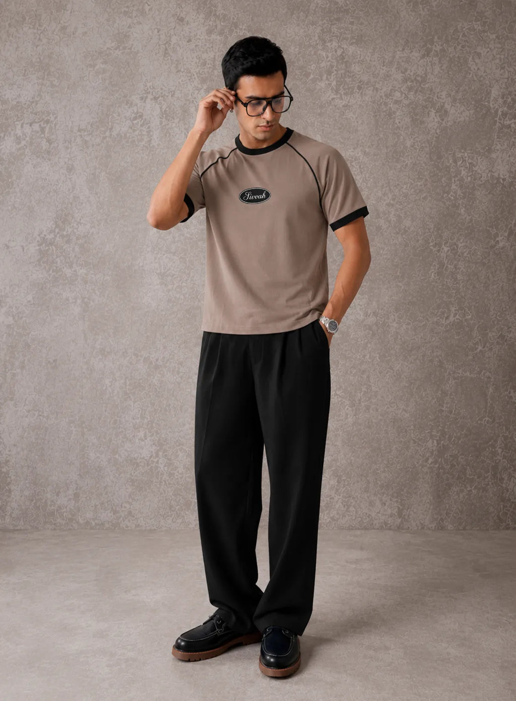 Raglan Ringer T-Shirt – Sand & Liner Black