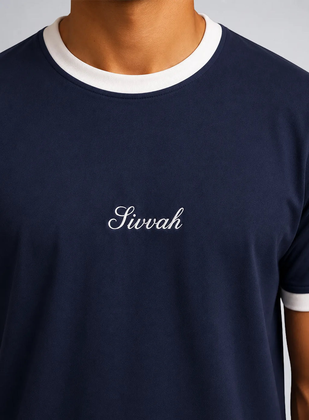 Ringer T-Shirt – Navy blue & White