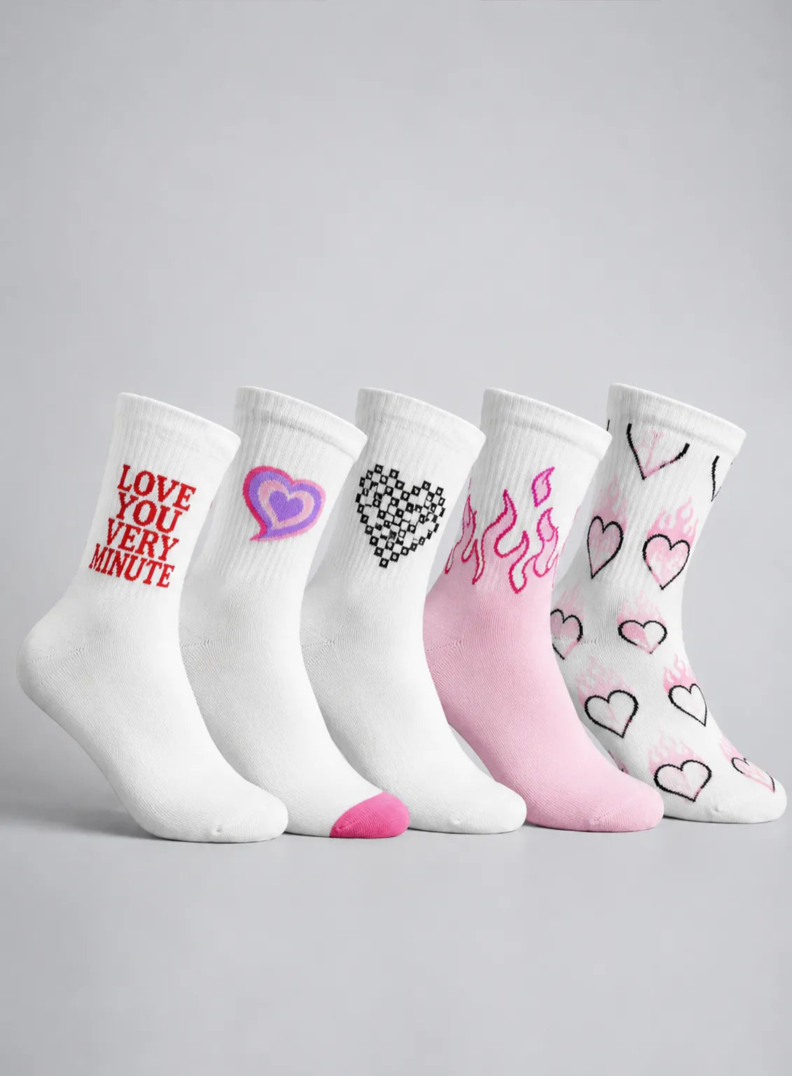 Love & Flame Crew Socks • Pack of 5