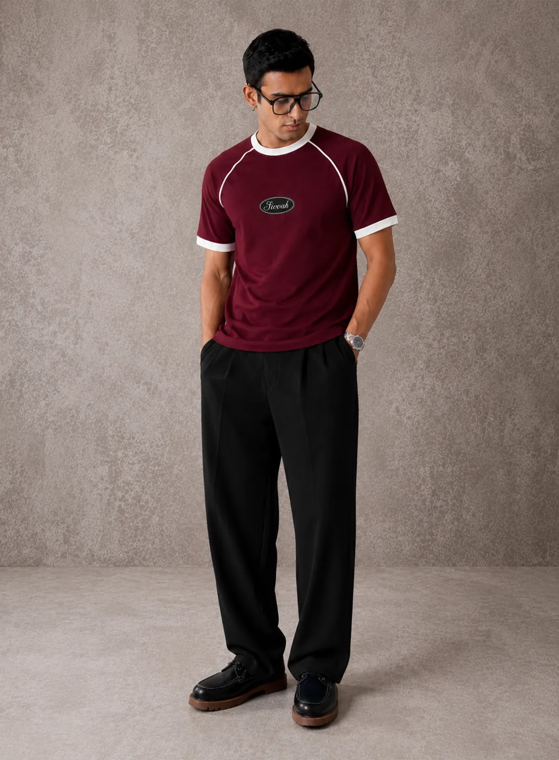Ringer T-Shirt – Maroon & Liner White
