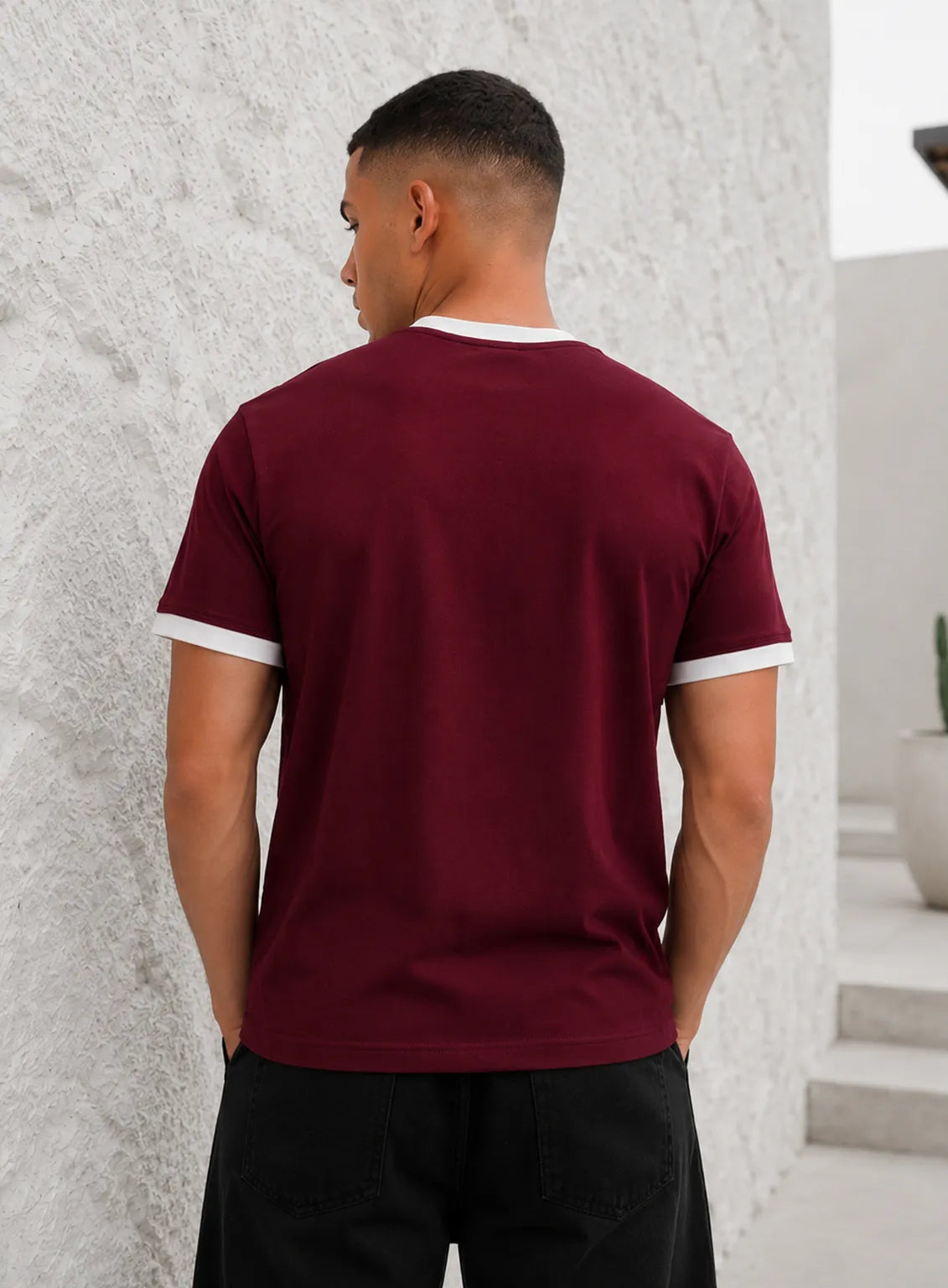 Ringer T-Shirt – Maroon & White