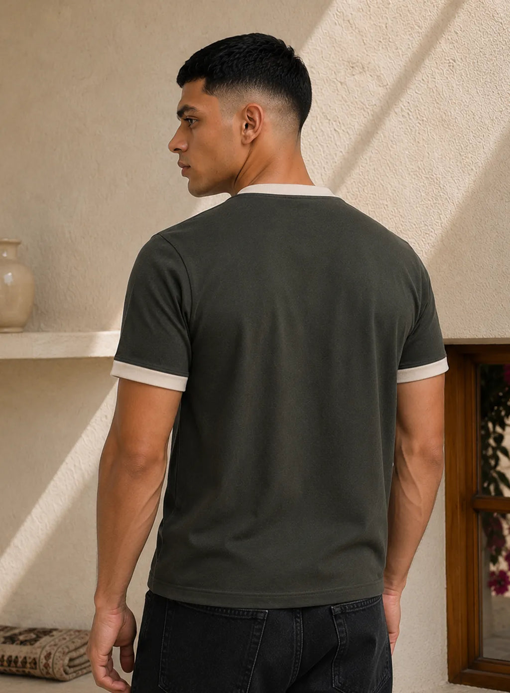 Ringer T-Shirt – Olive Sand