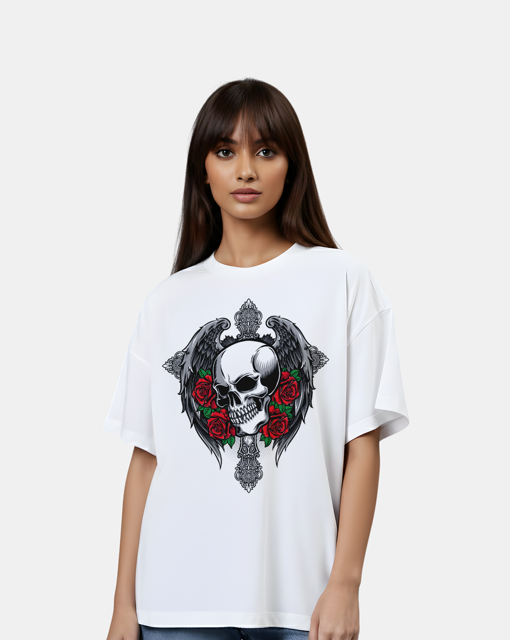 Crimson Skull Wings – Oversized T-Shirt
