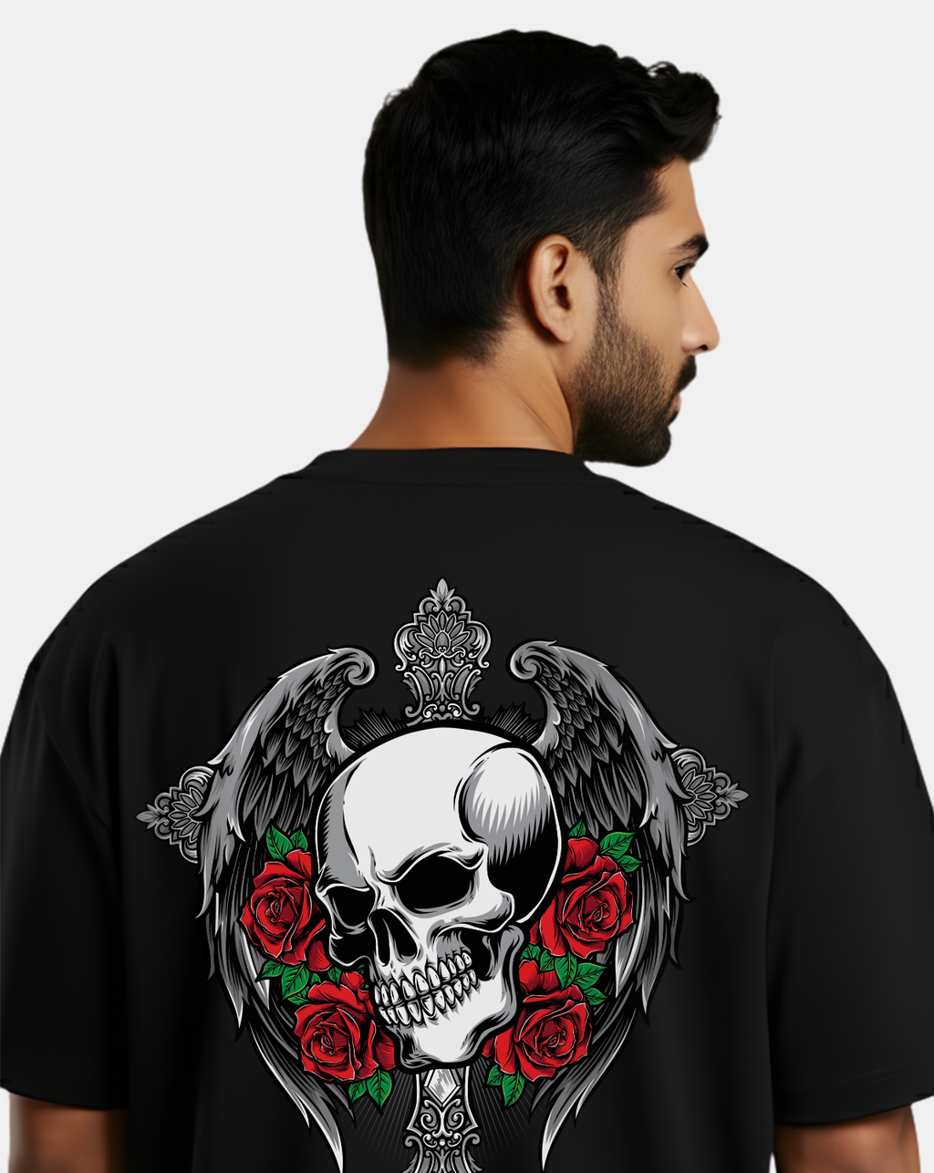 Crimson Skull Wings – Oversized T-Shirt