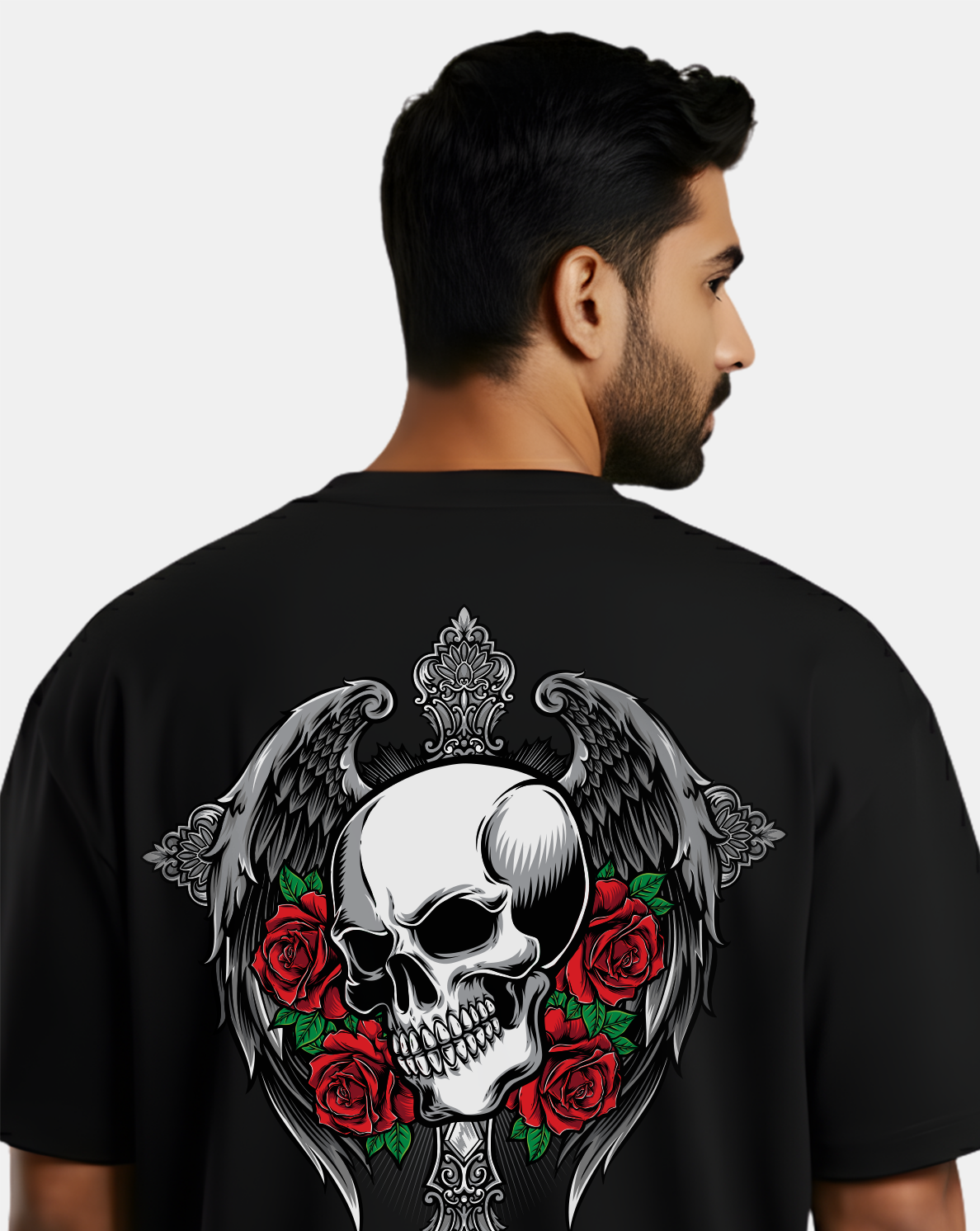 Crimson Skull Wings – Oversized T-Shirt
