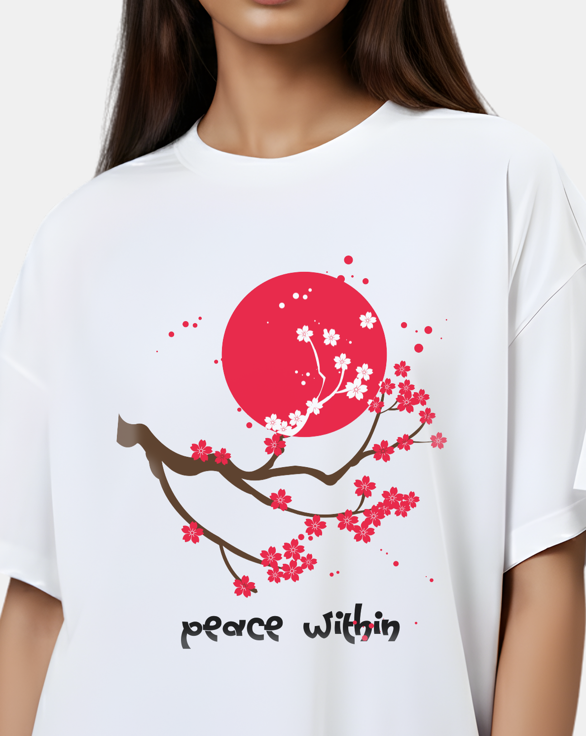 Peace Within – Sakura Minimal Oversized T-Shirt