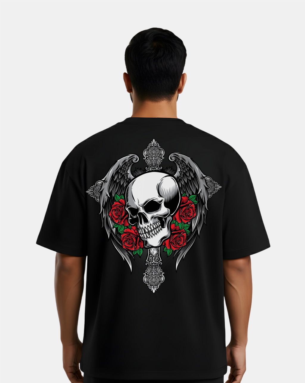 Crimson Skull Wings – Oversized T-Shirt