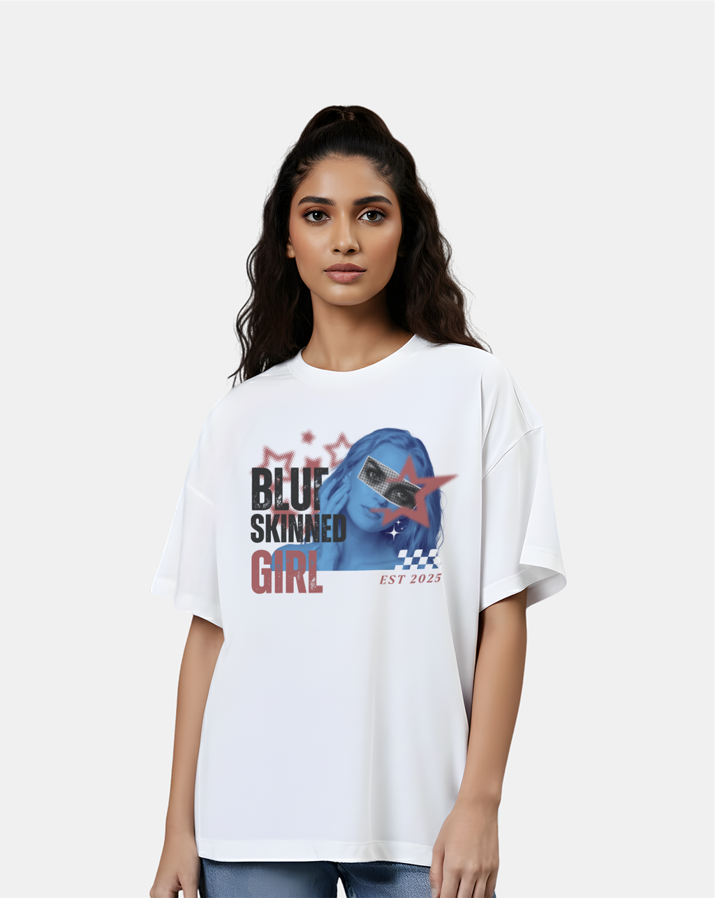 Blue Skinned Girl – Graphic Oversized T-Shirt