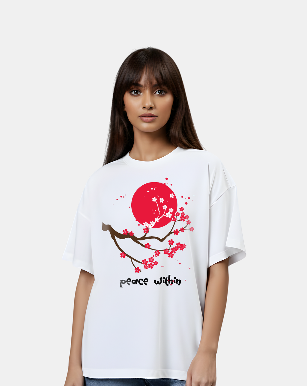 Peace Within – Sakura Minimal Oversized T-Shirt