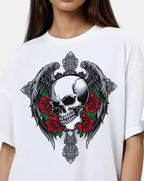 Crimson Skull Wings – Oversized T-Shirt