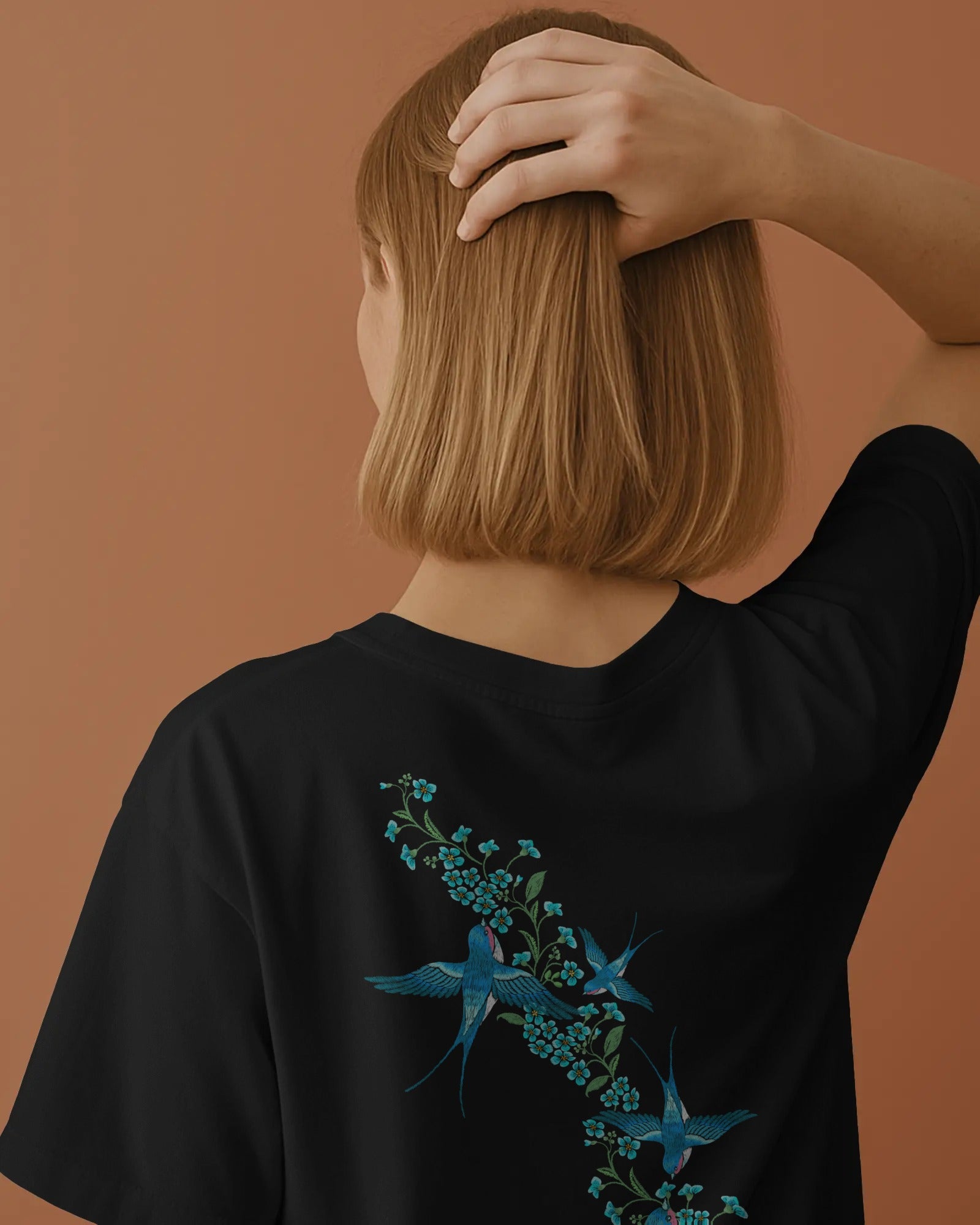 Blue Swallows — Embroidered Serenity